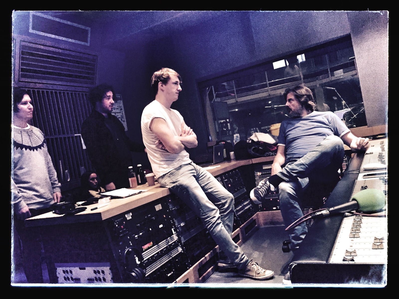 The Wombats in the studio control room
